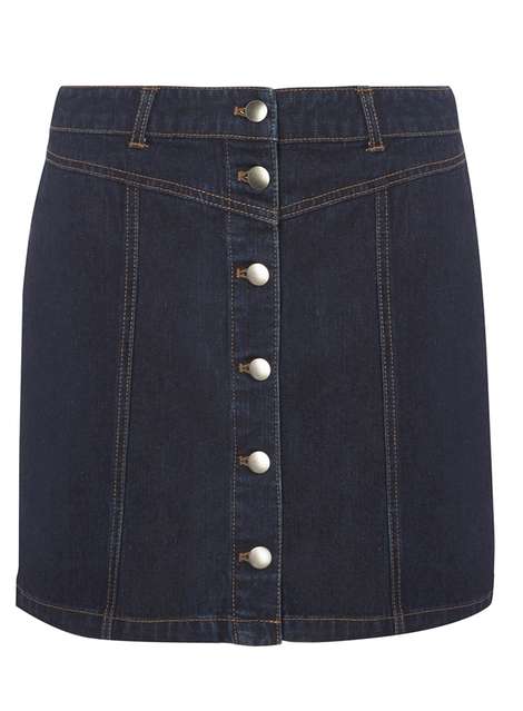 indigo Button Denim Skirt